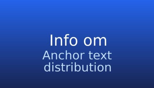 Informationskort med ordbogstermen anchor text distribution og kort SEO-forklaring