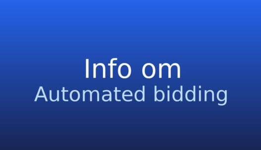 Gråt informationskort med teksten automated bidding og forklaring af automatisk budstrategi