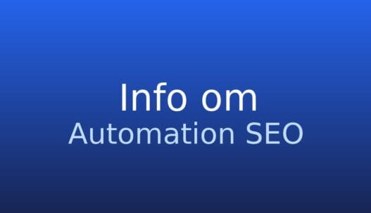Gråt informationskort med teksten Automation SEO og kort definition