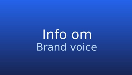 Informationskort med termen brand voice og kort forklaring af virksomhedens sproglige udtryk
