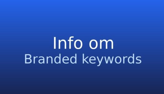 Neutralt gråt informationskort med termen branded keywords og kort forklaring