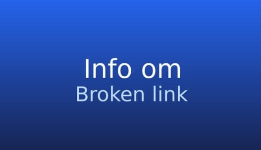 Informationskort med ordbogstermen broken link og forklaring på et brudt link
