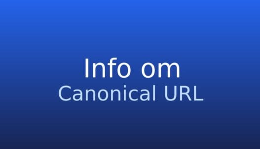 Canonical URL på gråt informationskort med kort forklaring af den foretrukne webadresse