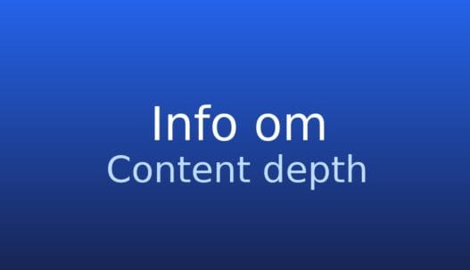 Gråt informationskort med begrebet content depth og en kort forklaring af emnedækning