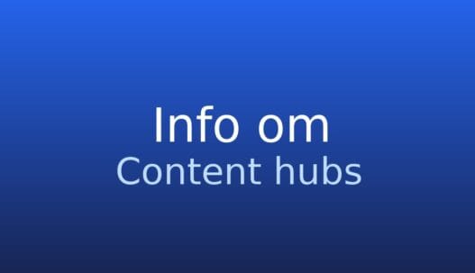 Informationskort med termen content hubs og kort forklaring af samlede indholdssider på et website