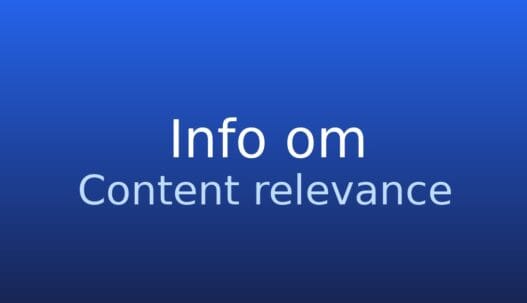 Informationskort med begrebet content relevance og kort forklaring af indholdsrelevans i SEO
