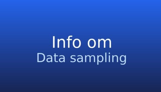 Informationskort med termen data sampling og kort definition på grå baggrund
