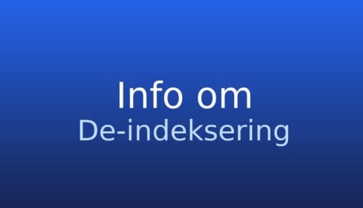 Neutralt gråt informationskort med termen de-indeksering og kort forklaring