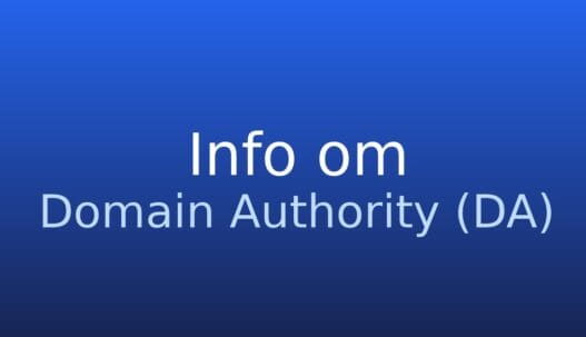 Informationskort med begrebet Domain Authority (DA) og kort forklaring af SEO-måling