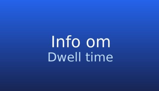 Informationskort med ordbogstermen dwell time i SEO og kort forklaring