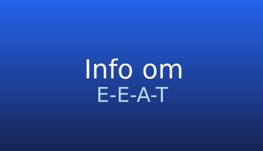 Gråt informationskort med termen E-E-A-T og kort forklaring om troværdigt indhold