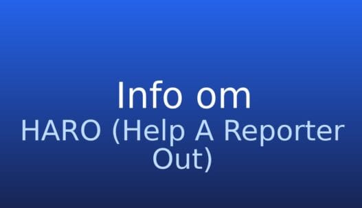 Gråt informationskort med termen HARO (Help A Reporter Out) og kort forklaring