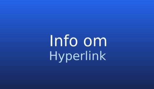 Informationskort med ordbogstermen hyperlink og kort forklaring