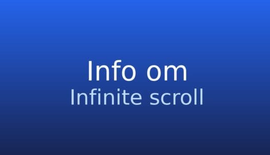 Informationskort med termen infinite scroll og kort definition af automatisk indlæsning af nyt indhold ved rulning