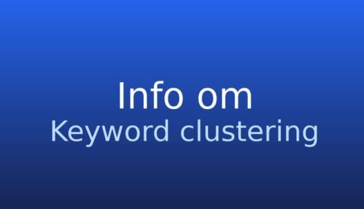 Gråt informationskort med termen keyword clustering og kort forklaring af SEO-metoden