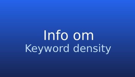 Informationskort om keyword density: søgeordsfrekvens i en tekst målt i procent