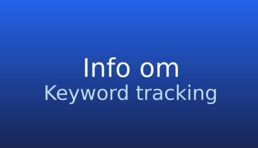 Informationskort med ordbogstermen keyword tracking og kort definition