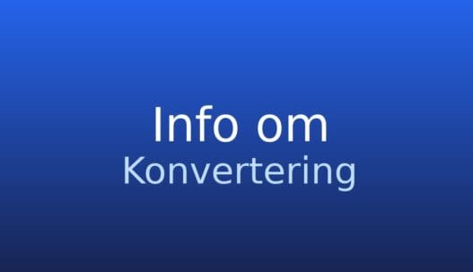 Gråt informationskort med ordet konvertering og en kort definition af begrebet