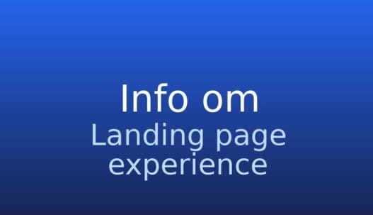 Informationskort om landing page experience med kort forklaring af begrebets betydning