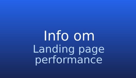 Informationskort om landing page performance med kort definition på grå baggrund