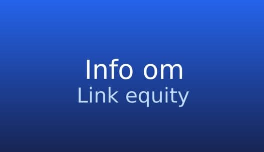 Gråt informationskort med ordbogstermen link equity og kort SEO-definition