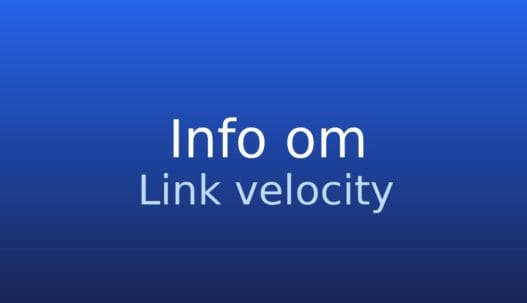 Gråt informationskort med termen link velocity og kort forklaring af begrebet