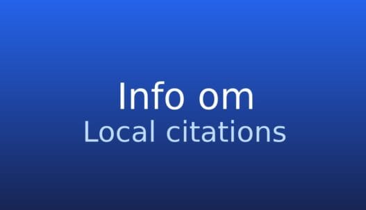 Informationskort om local citations med omtaler af virksomhedens navn, adresse og telefonnummer
