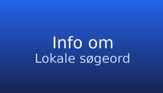 Neutralt gråt informationskort med teksten lokale søgeord og kort forklaring