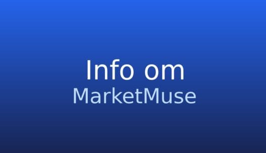 Gråt informationskort med ordbogstermen MarketMuse og kort forklaring om indholdsstrategi