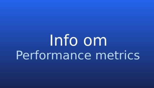 Informationskort med termen performance metrics og kort definition på grå baggrund