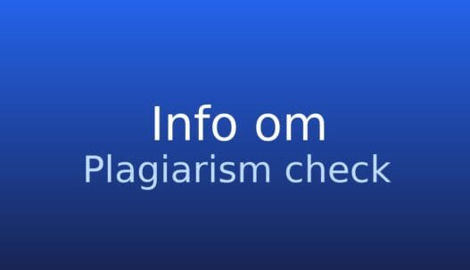 Gråt informationskort med begrebet plagieringskontrol og kort forklaring