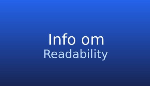 Informationskort med termen readability og forklaring af tekstens læsbarhed