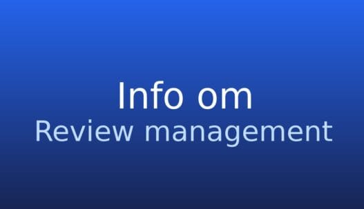 Gråt informationskort med teksten review management og kort forklaring om kundevurderinger