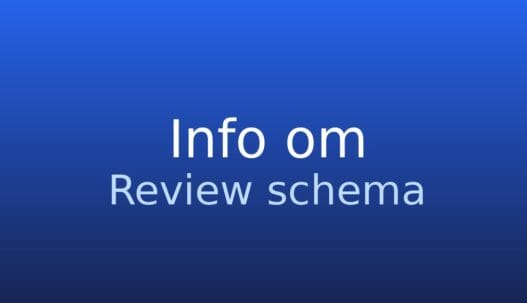 Informationskort om review schema med strukturerede data til anmeldelser og vurderinger