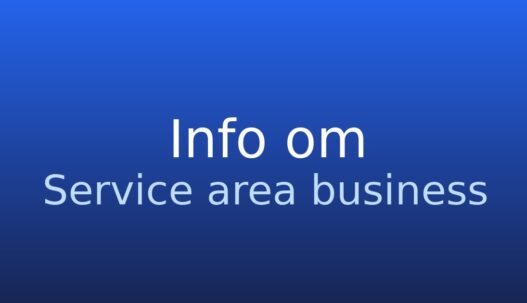 Informationskort med termen service area business og kort dansk forklaring