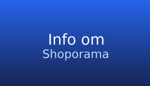 Informationskort med ordet Shoporama og kort forklaring om dansk webshopplatform