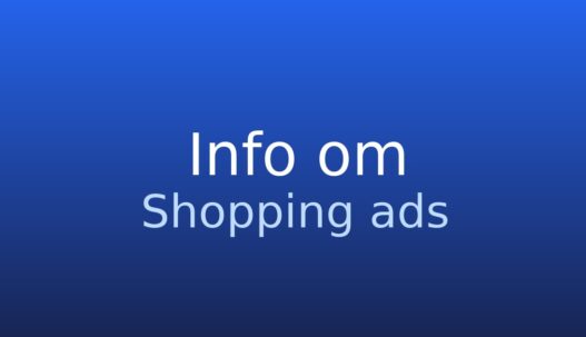 Informationskort med ordet shopping ads og kort forklaring om produktannoncer i søgeresultater