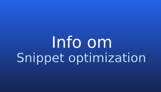 Gråt informationskort med begrebet snippet optimization og kort forklaring