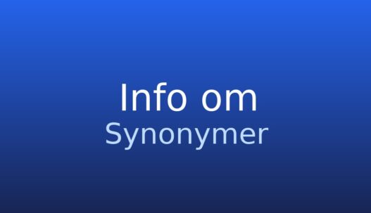 Gråt informationskort med teksten “Synonymer” og kort definition