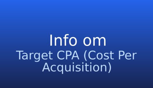 Informationskort om mål-CPA (Target CPA) som automatisk budstrategi i annonceplatforme