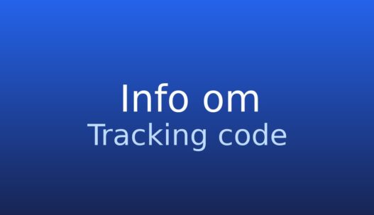Gråt informationskort med teksten tracking code og kort forklaring om sporingskode