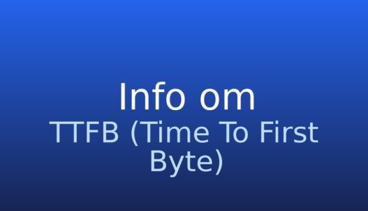 Informationskort med termen TTFB og forklaring af tid til første byte