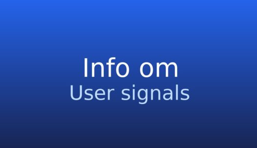 Gråt informationskort med termen “User signals” og kort definition af brugeradfærd i SEO