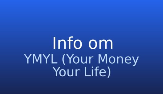 Neutralt gråt informationskort med teksten YMYL (Your Money Your Life)