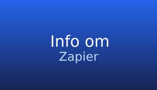 Gråt informationskort med ordet Zapier og kort forklaring om automatisering af arbejdsgange