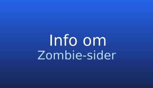 Informationskort med termen zombie-sider og en kort definition på dansk